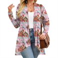 thumbnail image 6 of Women's Fall and Winter Fashion Casual Print Long Sleeve Mid-Length Cardigan Jacket, Christmas Theme for Holiday Season,Pink,4XL, 6 of 6