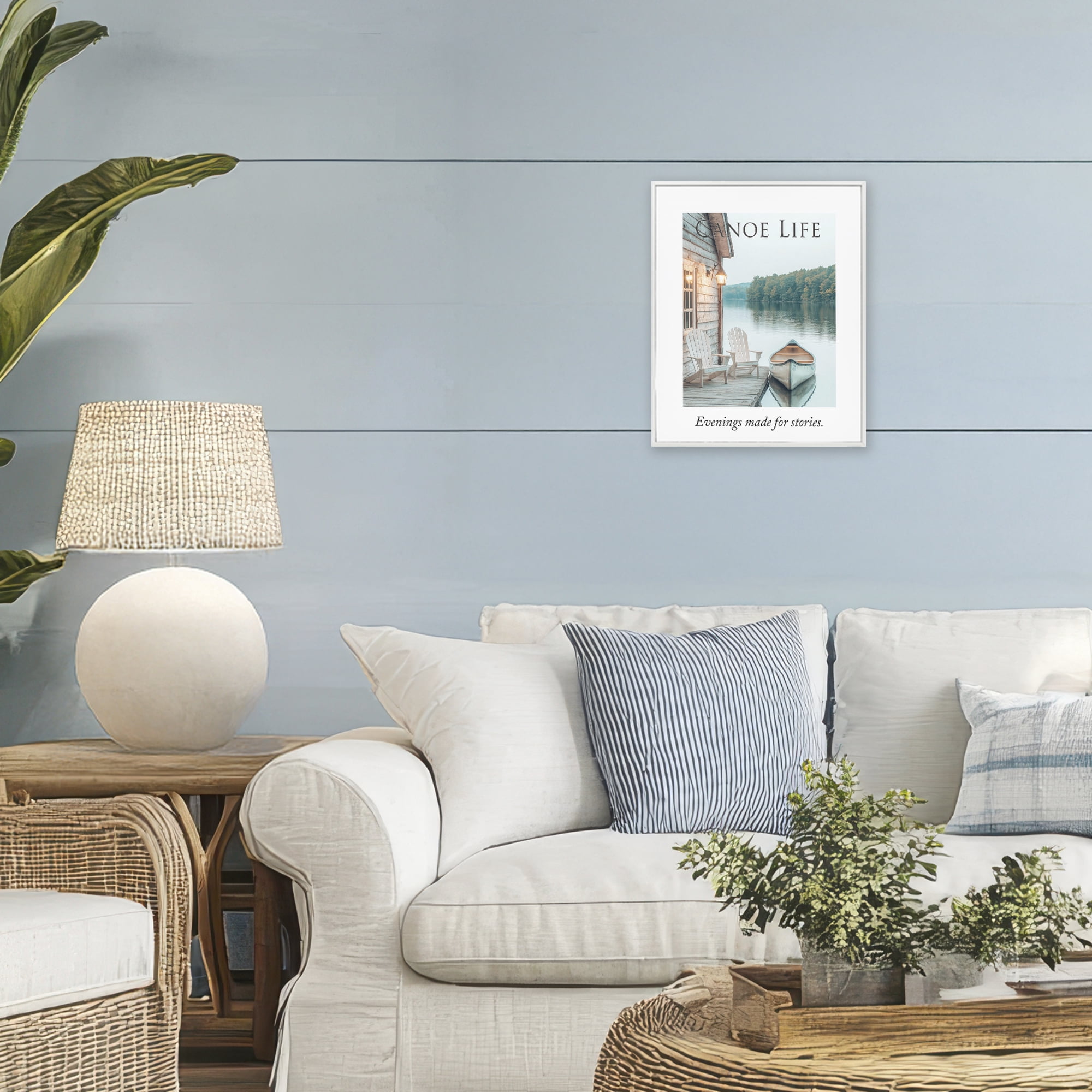 Stupell Industries Canoe Life Quote White Framed Giclee Art, design by A Barefoot Stylist
