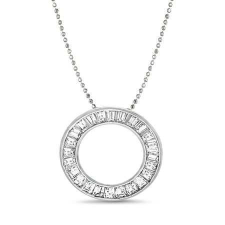 24 Vintage Silver Plated - Inspired by You Baguette Channel Set Cubic Zirconia Circle Pendant on 24