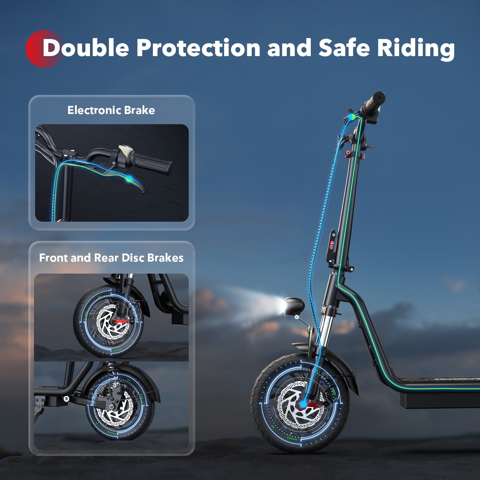 iScooter 500W Electric Scooter with Seat for Adult, up to 21 Miles 15.5 MPH 12" Commuter Electric Scooter with Basket and Dual Shock Absorbers