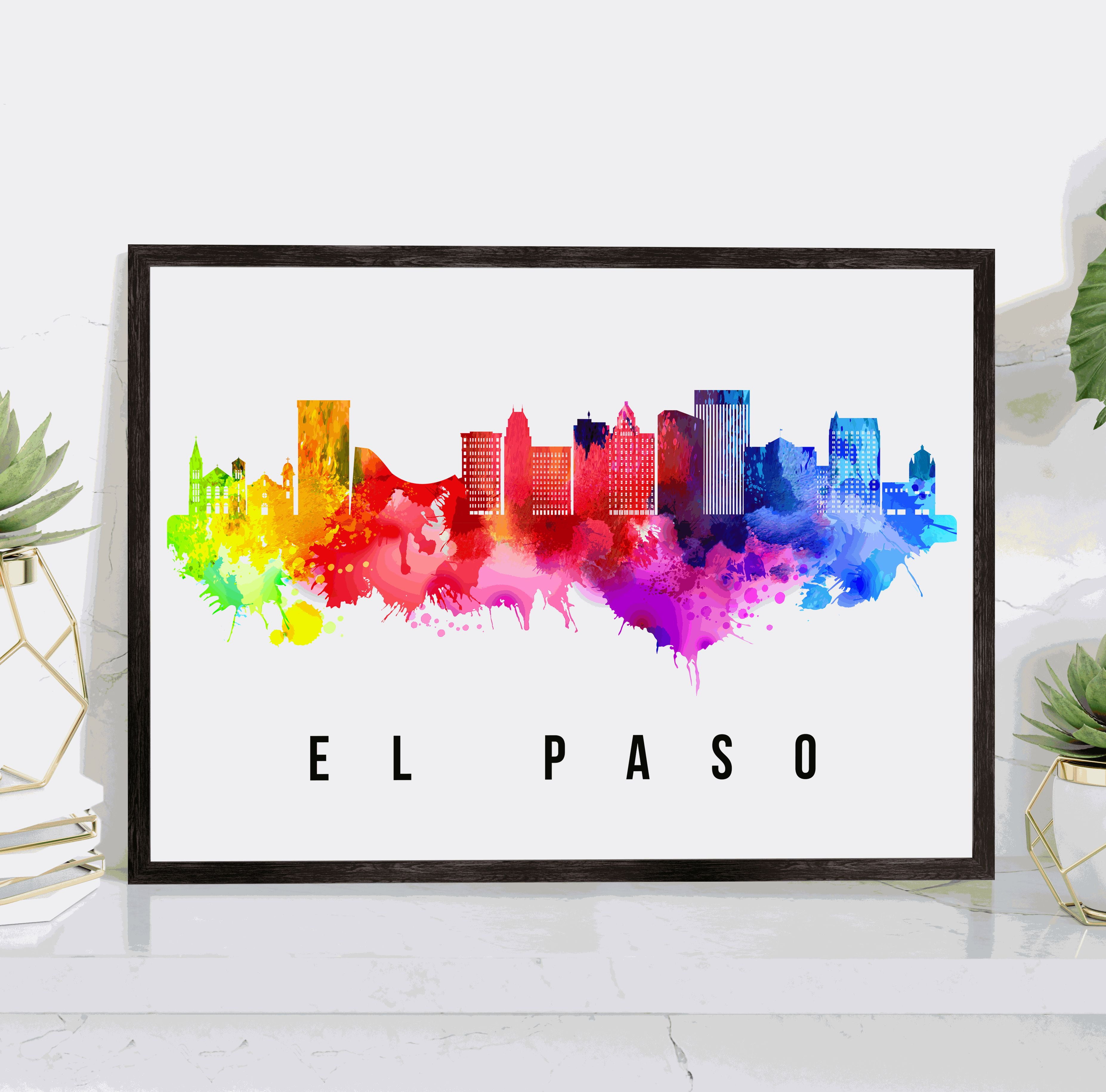 Pera Print El Paso Skyline Texas Poster, El paso Cityscape Painting