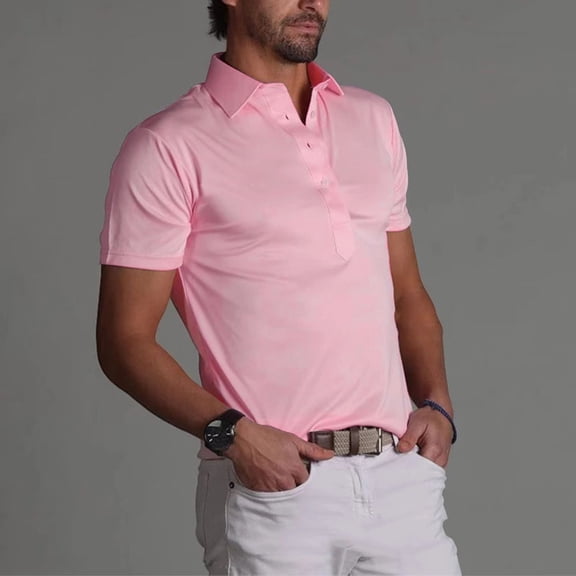 Mens Polo Shirts Summer Fashion Solid Color Breathable High Spring Lapel Short Sleeved Holiday Wear