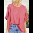 thumbnail image 4 of Camiseta Holgada Informal de Verano de Corta para Mujer. Rojo XXL, 4 of 8