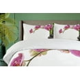 thumbnail image 4 of Ambesonne Spa Print Duvet Cover Sets, Closeup Orchid Flowers, 2-Queen, Fuchsia Green and Grey, 4 of 7