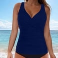 thumbnail image 2 of DHFJKG Tankini Tops For Women Cross-Back Swimsuit V Neck Ruched Solid Color Swimwear Top Soft Beachwear, 2 of 5