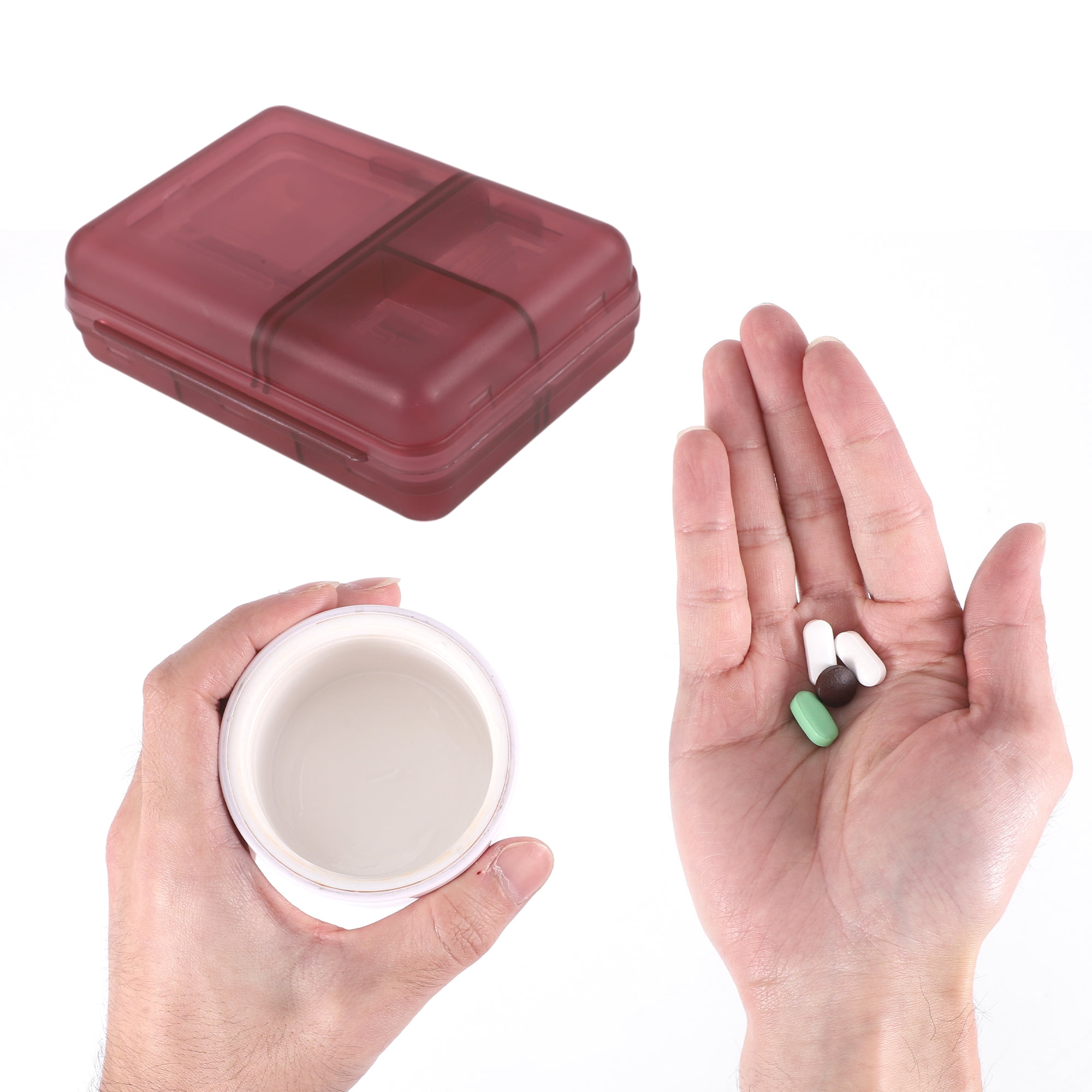 Unique Bargains 9 Grids Double Layer Pill Case for Travel 1 Pc Clear Cameo