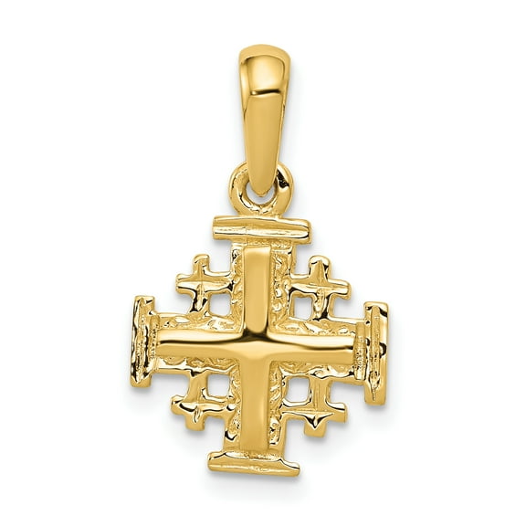 14k Yellow Gold Jerusalem Cross Charm Pendant
