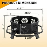 Ktaxon 43 in Octagonal Fire Pit with Foot Pedals & Star Cutouts, Wood Burning, Portable, Black