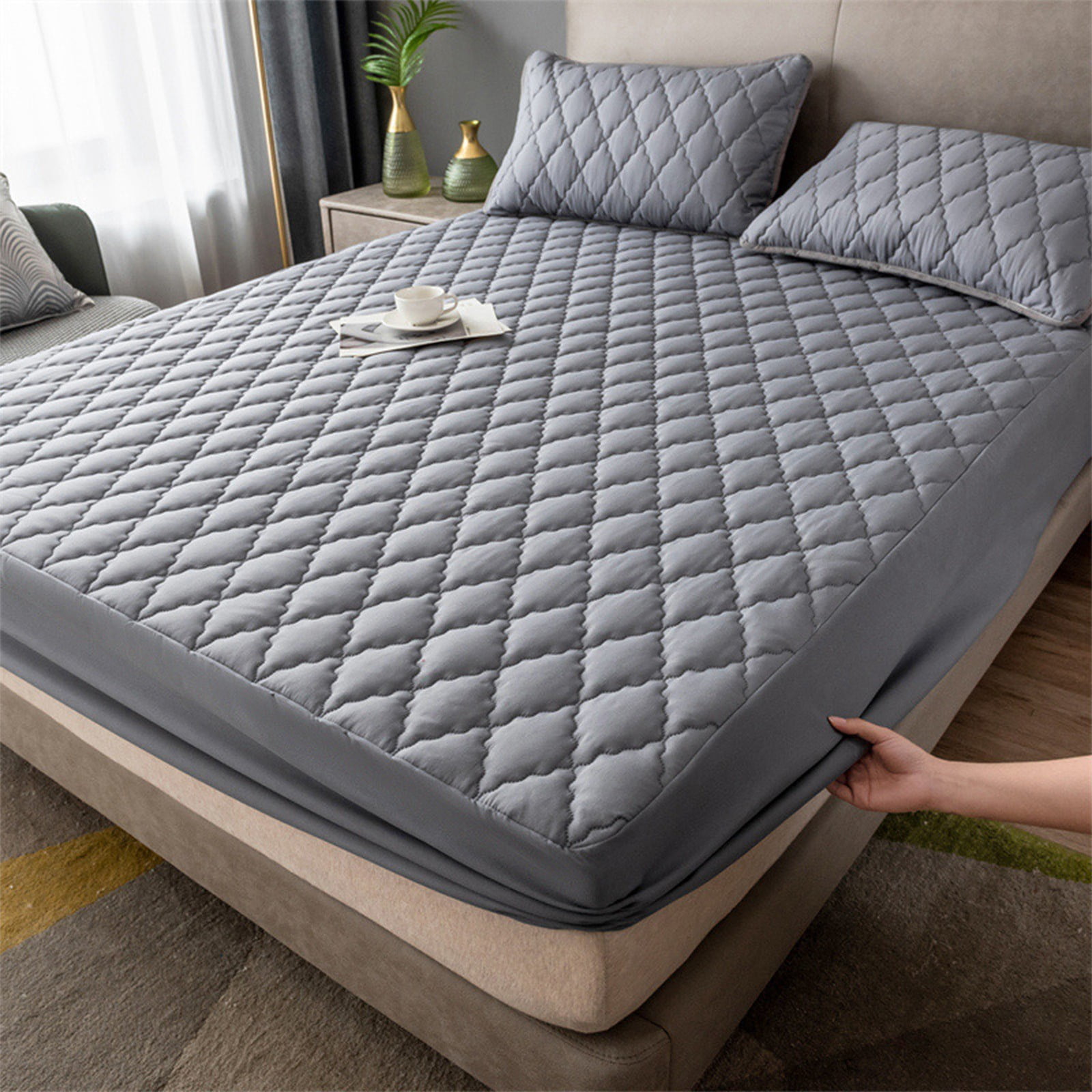 Splashproof Mattress Protector Laminated Bed Cover, Dust Proof Breathable Hypoallergenic Easy Clean Diaper Sheet Mattress Encasement, Bedroom Home Bedding Guest Room Hotel Bed Hat Essentials