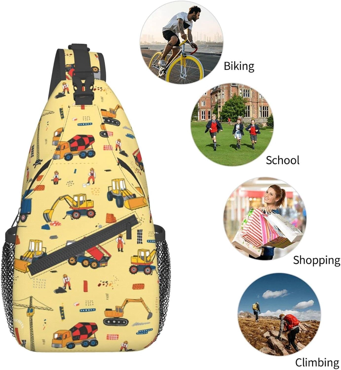 Funny Caterpillar Truck Tractor (4) Sling Bag Crossbody Hiking Travel Chest Bags Backpack Shoulder Daypack for Women Men