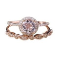 thumbnail image 1 of Moda Elegante Mujeres Relleno de Oro Rosa Morganite Pink Gemstone Boda Anillo de Novia Set, 1 of 2