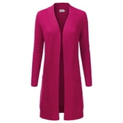 Doublju Women's Lightweight Long Sleeve Open Front Long Cardigan Sweaters