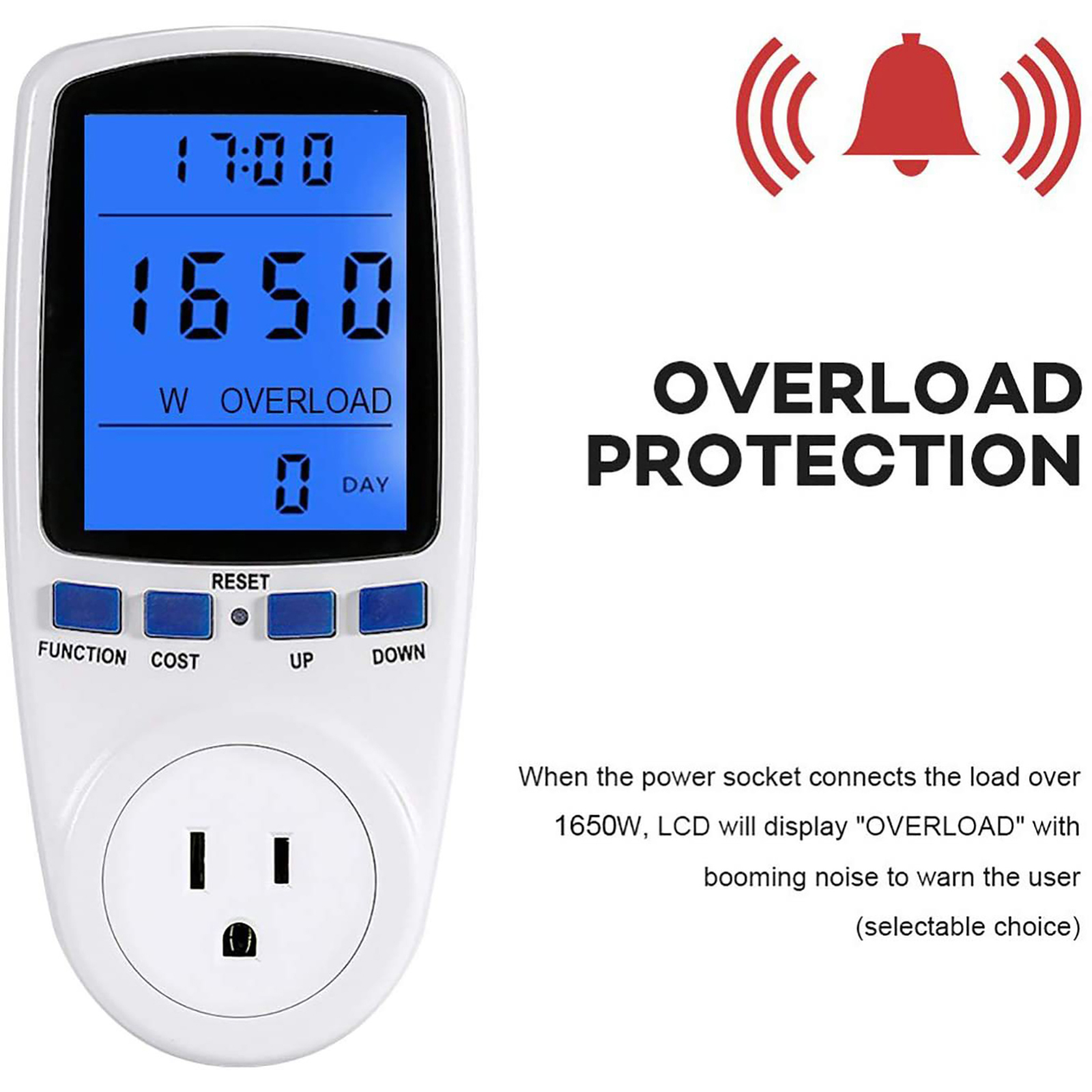 SOONHUA Power Meter Energy Voltage Amps Electricity Usage Monitor, Digital Meter Measuring Outlet Socket Volt Voltage Wattmeter, Electricity Usage Monitor for Home