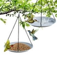 thumbnail image 2 of sruoe Bird Feeder, Hanging Bird Feeder Tray, Bird Feeders Outdoor, Cardinal Bird Feeder, Hopper Feeder, Small Large Bowl Wild Bird Feeders for Garden Decor, Silica Gel, 2 of 6