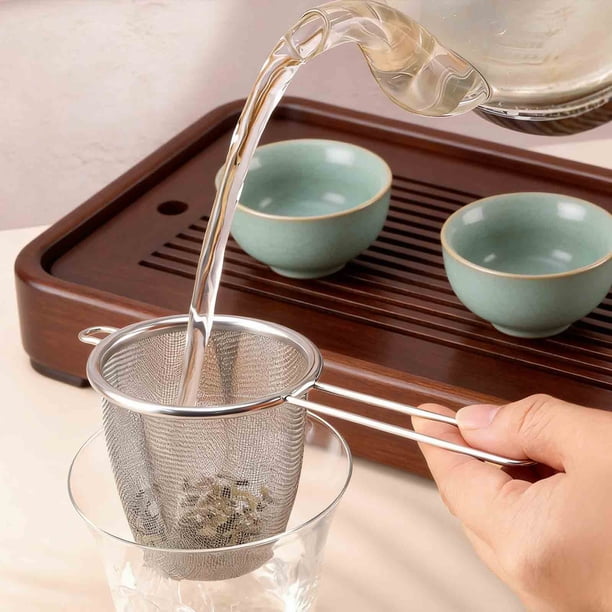 Aparatos de cocina, accesorios de cocina, infusor de té de acero inoxidable con asa, colador de malla fina para hojas sueltas y filtro de café molido, colador multiusos de acero inoxidable.