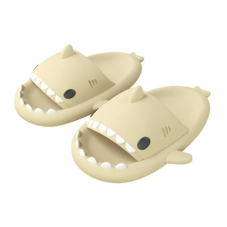 

huoge Open Toe Summer Slippers | Couple Bathroom Slippers | Cute Cartoon Sharks Shower Slippers Non-Slip and Soft Soft Shower Sandal for Women Men