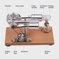 thumbnail image 4 of Stirling Engine Kit Electricity Generator Hot Air Motor Model with LED Light Flywheel Design Science Experiment with Wooden Base DIY Education Toy for Teacher Adults Kids School Office Decor, 4 of 8