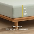 thumbnail image 2 of BESTOUCH Fitted Sheet Only 100% Washed Cotton Linen Feel Easily Fits Deep Pockets up to 17 inch Solid Sage Green King, 2 of 6