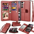 thumbnail image 2 of Samsung Galaxy S24 / S24 Plus / S24 Ultra Wallet Case, Luxury Cash Credit Card Slots Holder PU Leather Flip Cover [Detachable Magnetic Hard Case] & Kickstand & Wristlet Strap Cover, 2 of 8