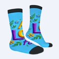 thumbnail image 2 of Four Seasons Universal Socks - 2 Pairs of Unisex Trendy Socks with Vibrant ' ALAL LOVE for ' Design Colorful Floral Accents, 2 of 5