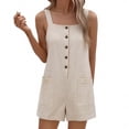thumbnail image 6 of Guluxicc Women's Linen Romper Square Neck Loose Sleeveless Summer Jumpsuits One Piece Vacation Beach Outfits with Pockets, 6 of 6