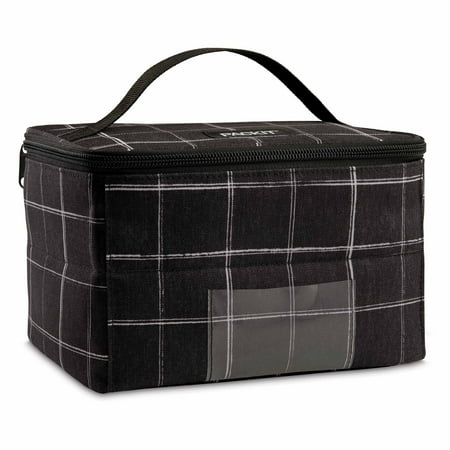 PackIt Freezable Baby Bottle and Breastmilk Storage Bag Cooler, Black Grid