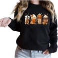 thumbnail image 1 of Haut Ample pour Femmes Col Rond Imprimé Manches Longues 100 % Polyester (Noir, m), 1 of 4