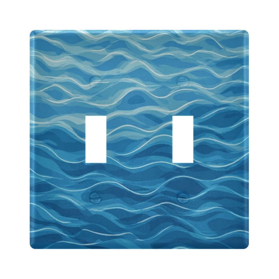 Blue Water Ripples Light Switch Cover Electrical Outlet Cover Replaceable Wall Plates 2-Gang