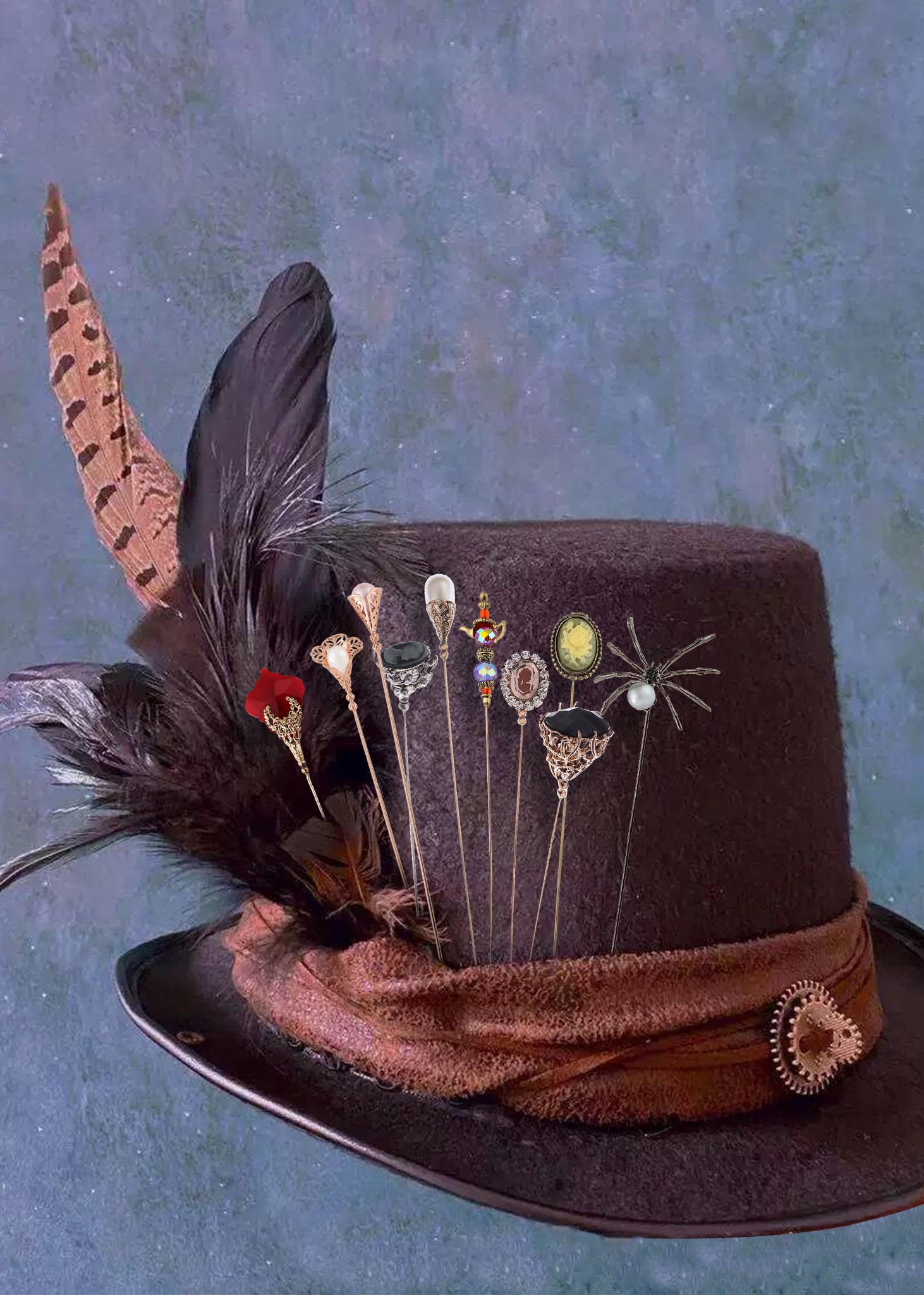 10Pcs Vintage Hat Pin Classic Long Needle Lapel Pins Brooches Suit Tie Hat Scarf Set Jewelry Accessories