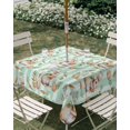thumbnail image 3 of Square Outdoor Tablecloth with Umbrella Hole Easter Bunny Outside Table Cloth Waterproof Patio Table Cover Spring Easter Eggs Botanical Green Striped Zipper Tablecloths for Picnic Camping 54x54 Inch, 3 of 8