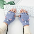 thumbnail image 6 of Women's Winter Gloves Warm Wool Knitted Convertible Fingerless Mittens, 6 of 8