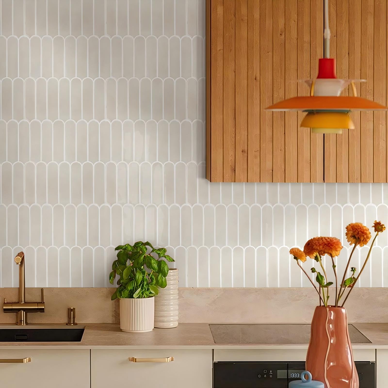BEAUTYPEAK 11.8"x11.8" Peel and Stick Backsplash 10 Pack 3D Wall Tile for Kitchen, Bathroom, Beige