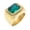 Gold Green, variant on Unisex Stainless Steel Square Halo Ring Center Gemstone with Cubic Zirconia Accents Modern Statement Band Gold Blue Size 11