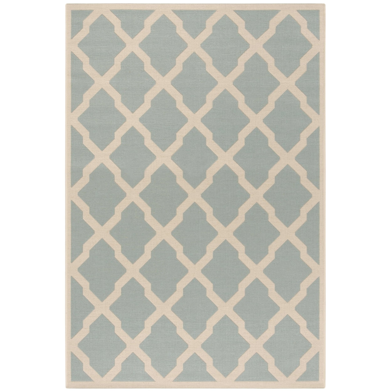 SAFAVIEH Beach House Loraine Trellis Indoor/Outdoor Area Rug Aqua/Cream, 6'7" x 6'7" Square