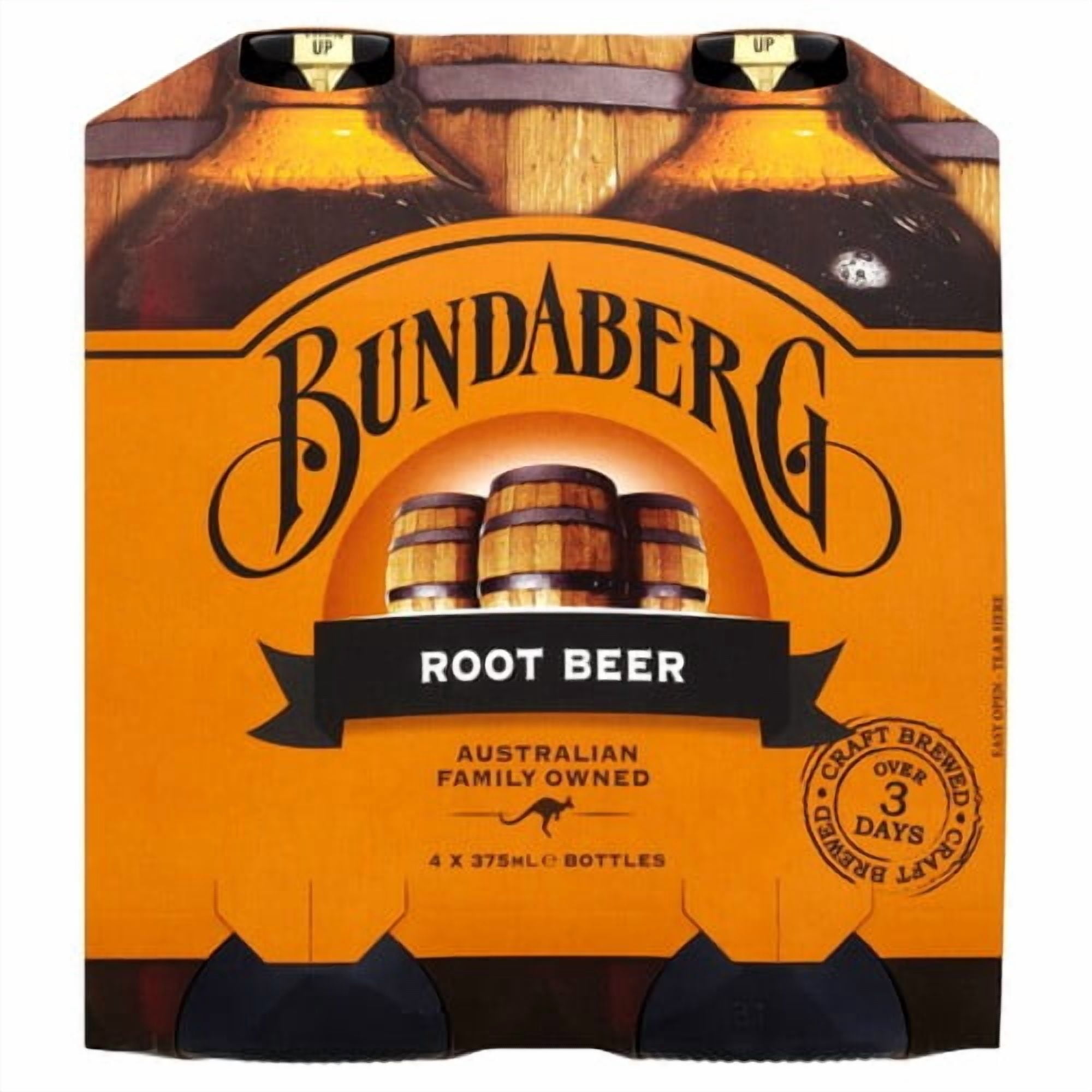 Bundaberg Australian Root Beer 4 x 375ml, British Import (Pack of 2)