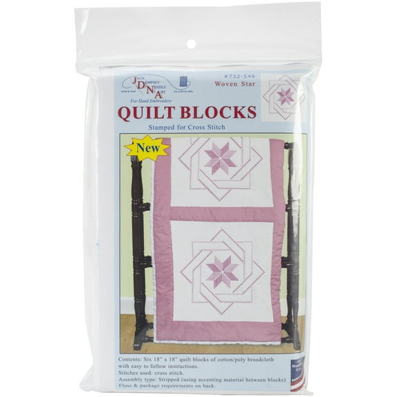 Jack Dempsey Stamped White Quilt Blocks 18"X18" 6/Pkg-Woven Star