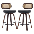 thumbnail image 5 of Tcbosik Swivel Counter Height Bar Stools Set of 2, Upholstered PU Leather Barstools with Rattan Back, Island Chair with Wood Frame for Kitchen, Black, 5 of 11