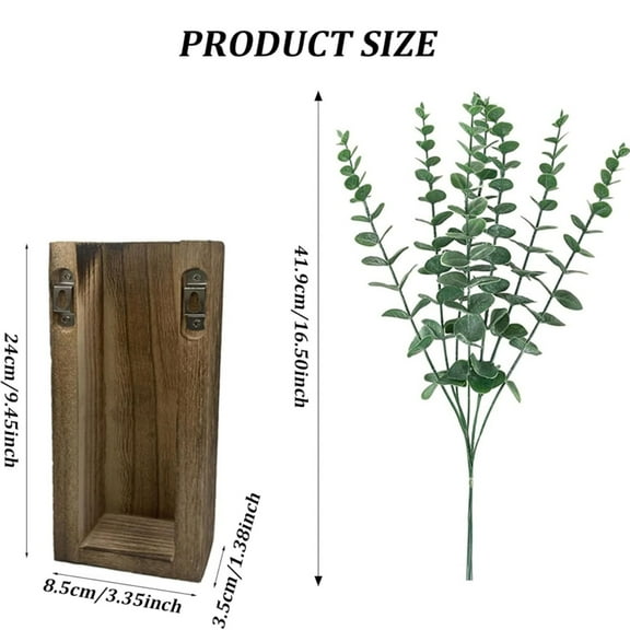 Walmart Outlet! Aminojy Plant Wall Decor, Wooden Plant Wall Decor Vase with Artificial Eucalyptus, Wall Hanging Planter for Home Living Room Bedroom Farmhouse Wooden Pocket Vases for Dried Flowers