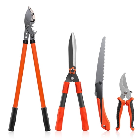 4PCS Lopper Hedge Clippers Pruners&Hand Saw,Heavy Duty Branch Cutter with Compound Action, Professional Branch Cutter Tree Trimmer for Indoor & Outdoor Gardening