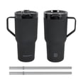 thumbnail image 6 of Swiss Tech 30oz black triple wall stainless steel tumbler 2-pack with handle & leakproof lid, 6 of 13