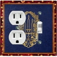 thumbnail image 1 of Metal Light Switch Plate Cover Elegant Gold Candle Frame Starry Moon Blue FRA035, 1 of 13