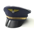 thumbnail image 2 of Deluxe Adult Blue Cloth Pilot Hat with Wings Badge, 2 of 2