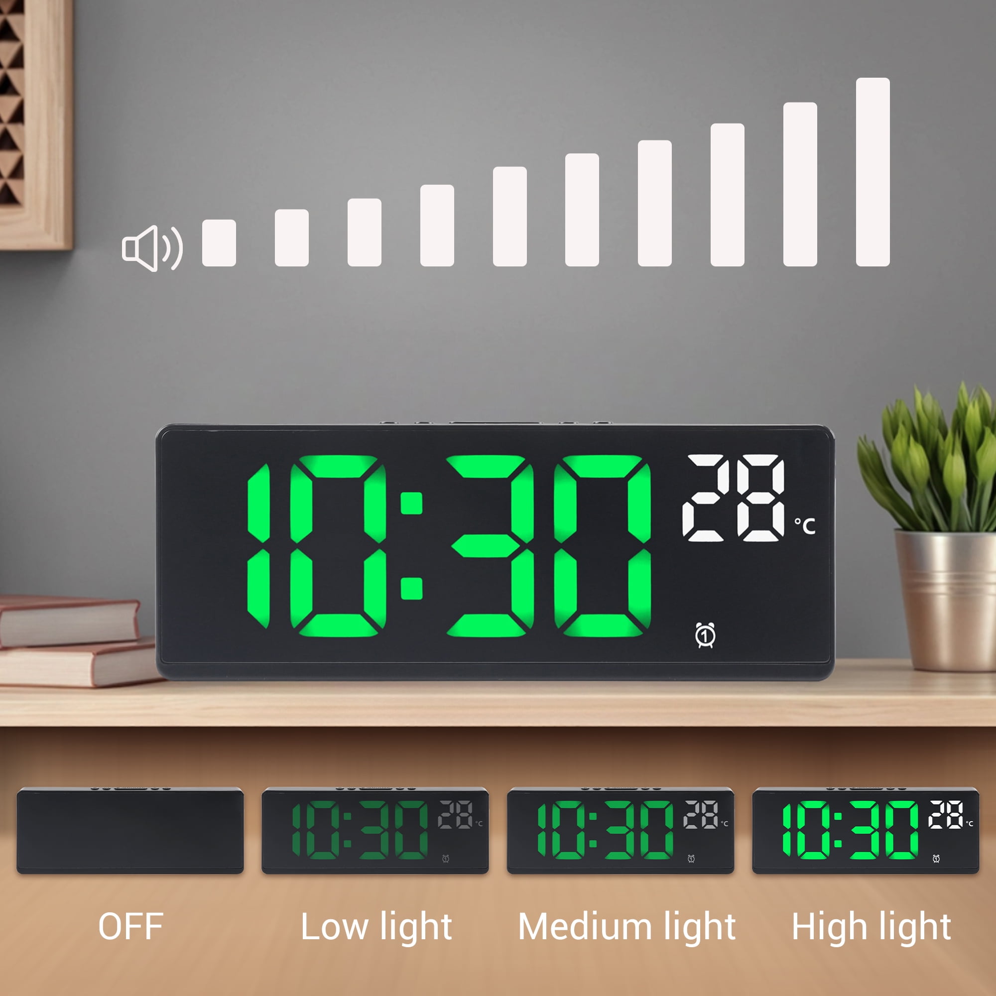 Unique Bargains Large LED Display Dual Alarms Rose Red 6.8"L x 0.9"W x 2.6"H