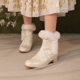 thumbnail image 6 of SACFOF Lace Wedding Boots for Bride Block Heel Bridal Ankle Booties Wedding Heels Bride Shoes, 6 of 6