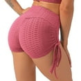 thumbnail image 3 of Women Athletic Shorts Women High Waist Hip Stretch Fitness Wrinkled Drawstring Biker Shorts Yoga Pants Shorts Ladies Shorts Pinky XXL, 3 of 6