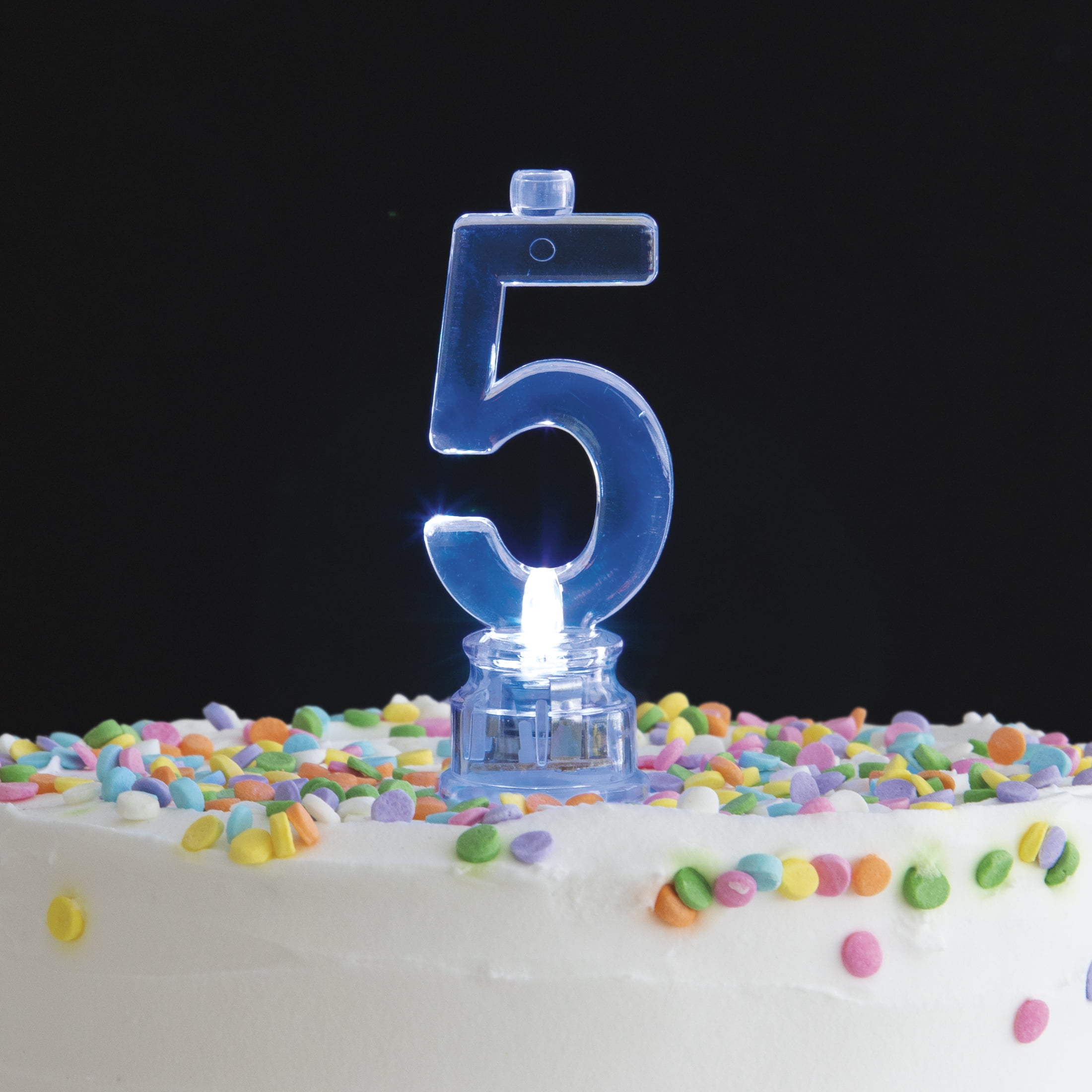 Multicolor Number 5 Flashing Birthday Candle Holder and Candles Set, 5 Pieces, by Way To Celebrate