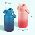 thumbnail image 3 of Daluvenix Kids Water Bottle with Straw Lid 12oz，Leakproof toddler Water Bottle for School, Insulated Stainless Steel Water Bottles for Kids BPA Free, Gradient Blue+Gradient Red(2 pack), 3 of 9