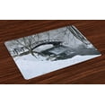 thumbnail image 1 of Ambesonne Winter Place Mats Set of 4, Wooden Bridge Cold River, Standard Size, White Brown, 1 of 4