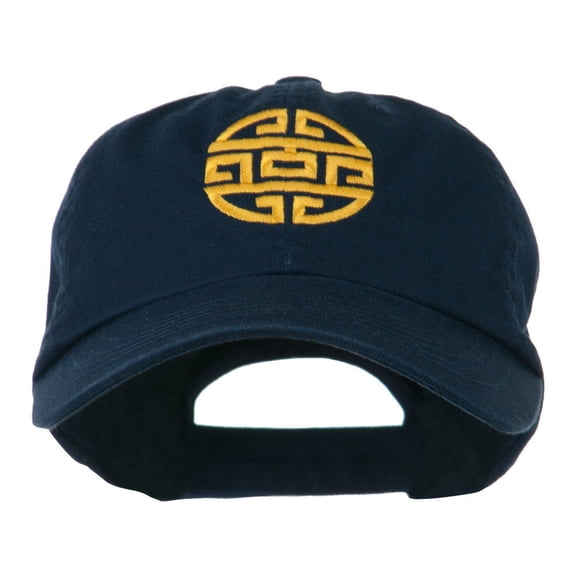 Circular Oriental Design Embroidery Cap - Navy OSFM