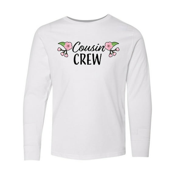 Inktastic Cousin Crew with Flowers Long Sleeve Youth T-Shirt
